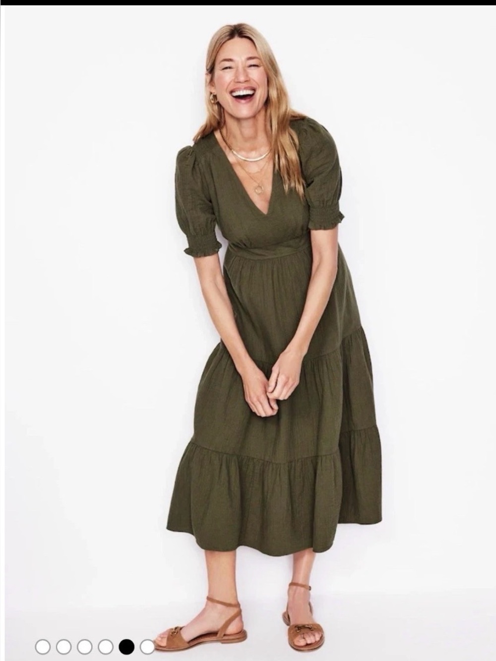 Boden Anna double cloth cotton midi dress 8